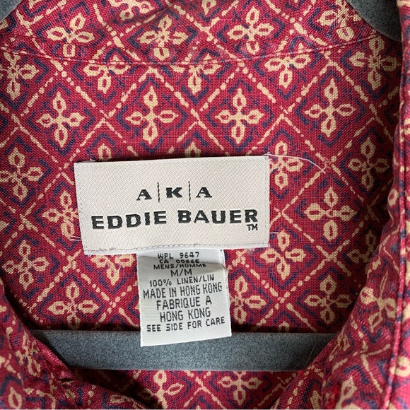 AKA Eddie Bauer Mens Short Sleeve Linen Camp Shirt Size Medium - Picture 3 of 4